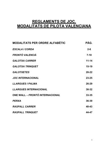 Reglaments de Joc de Modalitats de Pilota Valenciana 07-06-2012