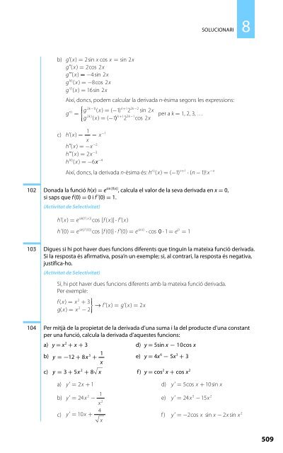 Derivada d'una funció. Càlcul de derivades - matessantboianes