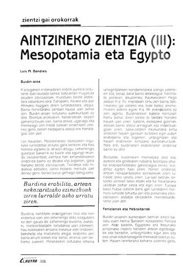 AINTZINEKO ZIENTZIA (111): Mesopotamia eta Egypto