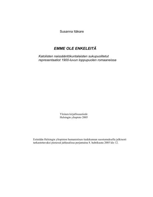 EMME OLE ENKELEITÄ - E-thesis