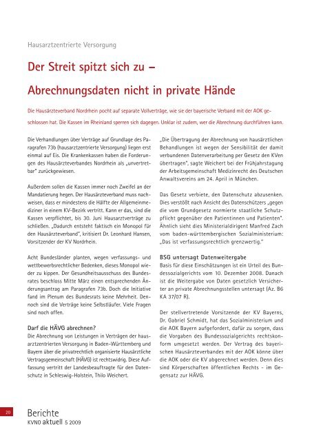 KVNO aktuell 5 2009 - Kassenärztliche Vereinigung Nordrhein