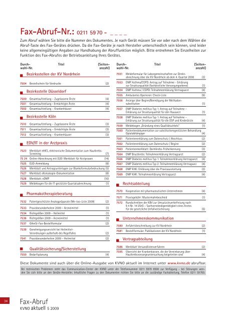 KVNO aktuell 5 2009 - Kassenärztliche Vereinigung Nordrhein