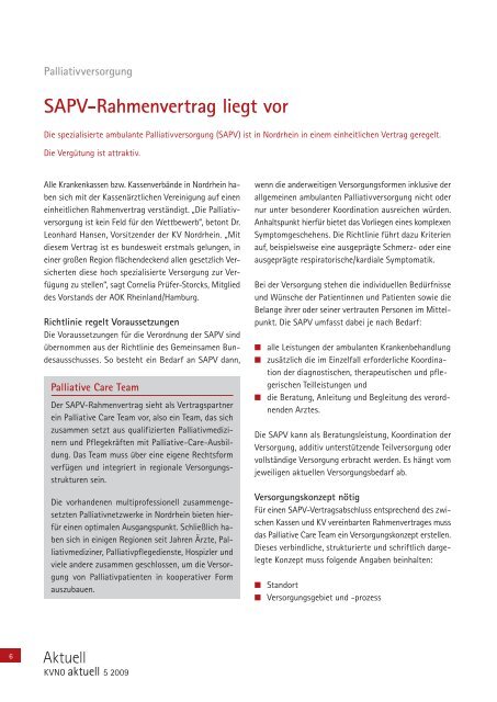 KVNO aktuell 5 2009 - Kassenärztliche Vereinigung Nordrhein