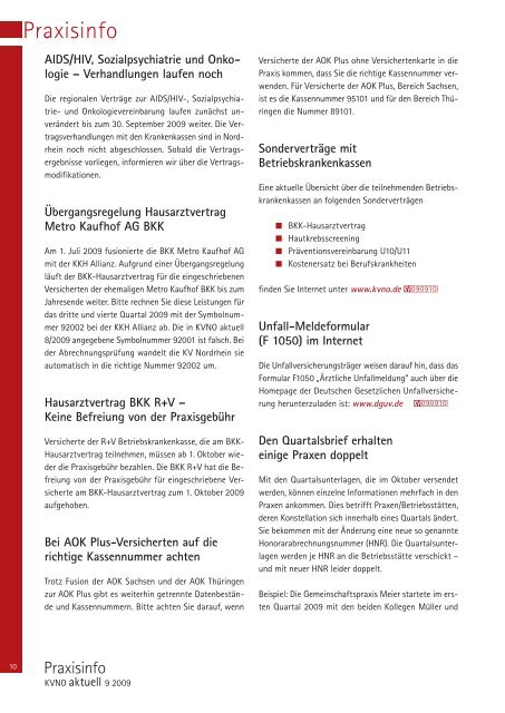 KVNO aktuell 9 2009 - Kassenärztliche Vereinigung Nordrhein