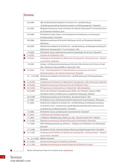 KVNO aktuell 9 2009 - Kassenärztliche Vereinigung Nordrhein