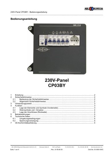 230v-Panel CP03BY - ABL Sursum