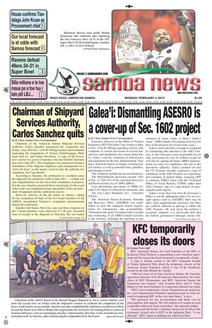 Galea'i: Dismantling ASESRO is a cover-up of Sec ... - Samoa News