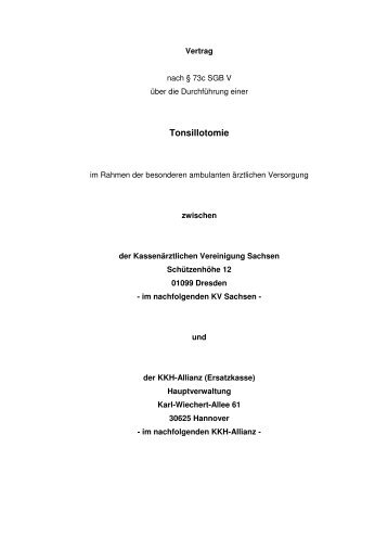 Tonsillotomie-Vertrag nach § 73c SGB V - Kassenärztliche ...