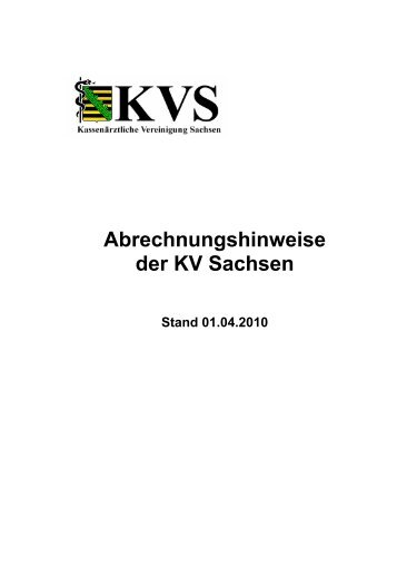 Abrechnungshinweise der KV Sachsen - Kassenärztliche ...