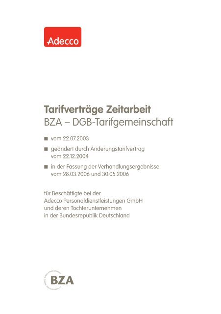Tarifvertrage Zeitarbeit Bei Der Adecco Personaldienstleistungen
