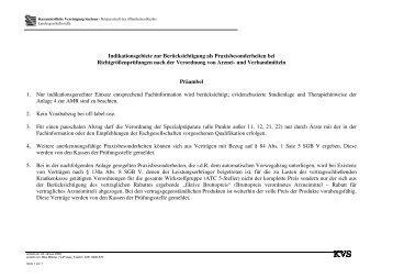 Indikationsgebiete zur Berücksichtigung als Praxisbesonderheiten ...