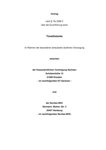 Tonsillotomie-Vertrag nach § 73c SGB V (Novitas BKK