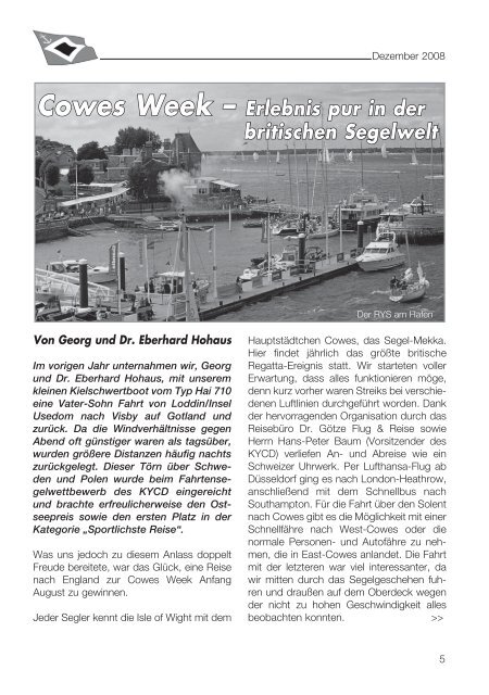 Cowes Week - Kreuzer Yacht Club Deutschland e.V.