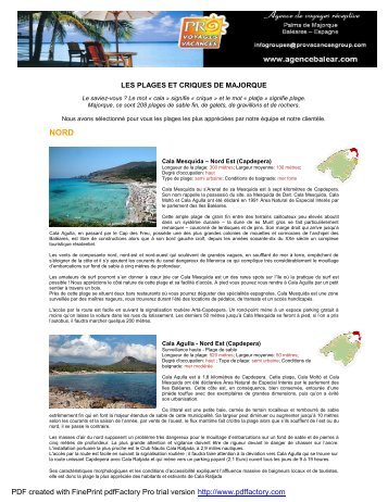 plages et criques majorque PDF - Pro voyages vacances