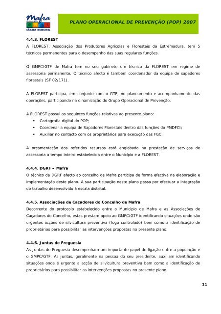 Plano Operacional de Prevenção – 2007 - Câmara Municipal de Mafra