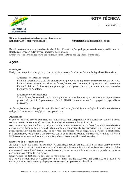 NIT-SB2 - Formação - ANSB