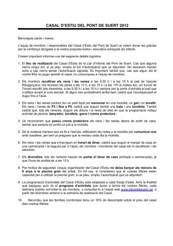 Carta informativa Casal - Ajuntament del Pont de Suert