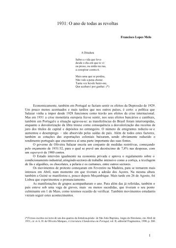 1931: O ano de todas as revoltas - Secretaria-Geral do Ministério ...