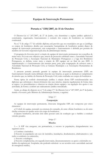 Compilação Legislativa - Bombeiros Portugueses