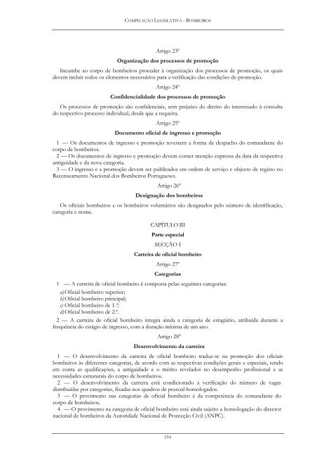 Compilação Legislativa - Bombeiros Portugueses