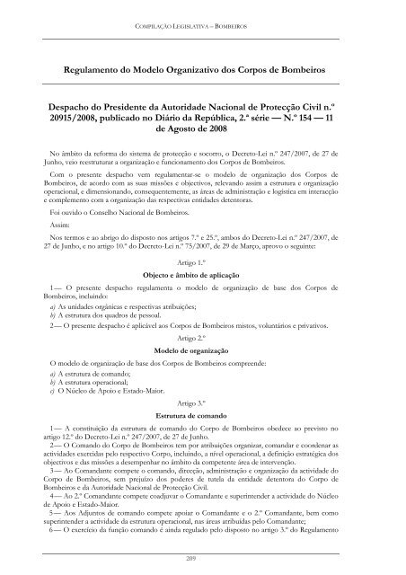 Compilação Legislativa - Bombeiros Portugueses