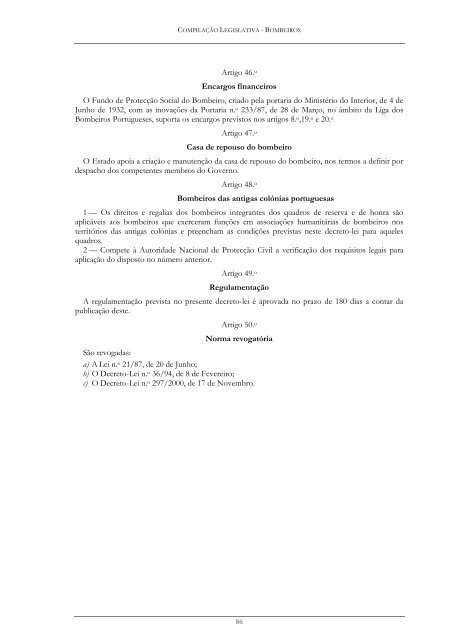 Compilação Legislativa - Bombeiros Portugueses