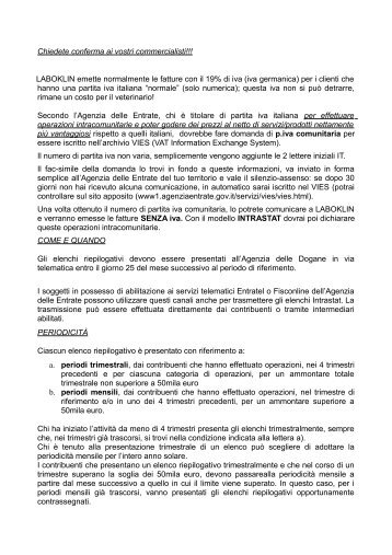 Chiedete conferma ai vostri commercialisti!!! LABOKLIN emette ...