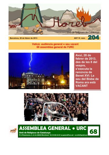 ASSEMBLEA GENERAL URC - Unió de Religiosos de Catalunya