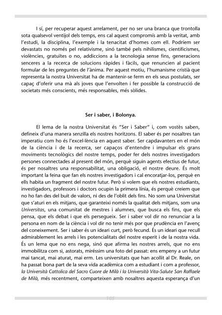 Llibret amb els discursos de l'acte - Universitat Ramon Llull