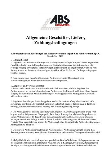 Allgemeine Geschäfts-, Liefer ... - ABS Packmittel Gmbh
