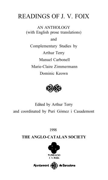 READINGS OF J. V. FOIX - The Anglo-Catalan Society