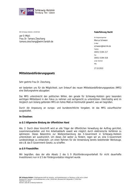 Mittelstandsförderungsgesetz - IHK Schleswig-Holstein