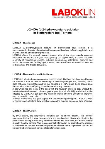 L-2-HGA (L-2-hydroxyglutaric aciduria) in Staffordshire ... - Laboklin