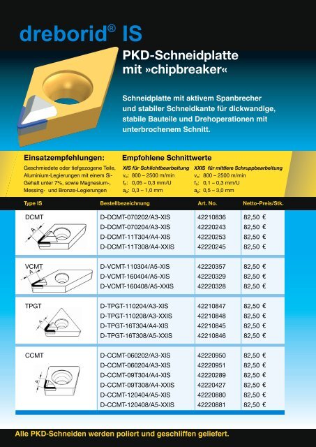 dreborid PKD-Schneidplatte mit - Lach Diamant