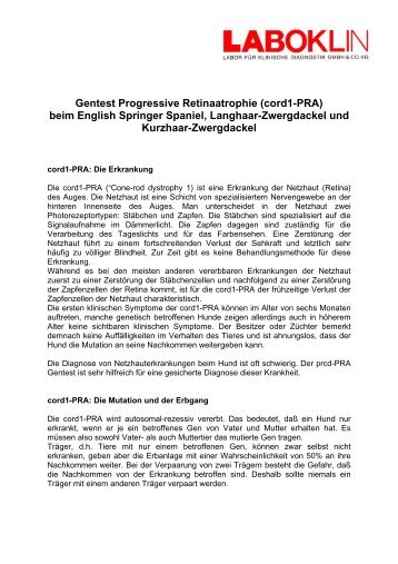 Gentest Progressive Retinaatrophie (cord1-PRA) beim ... - Laboklin