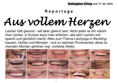 Reportage âAus vollem Herzenâ - Lachclub Recklinghausen