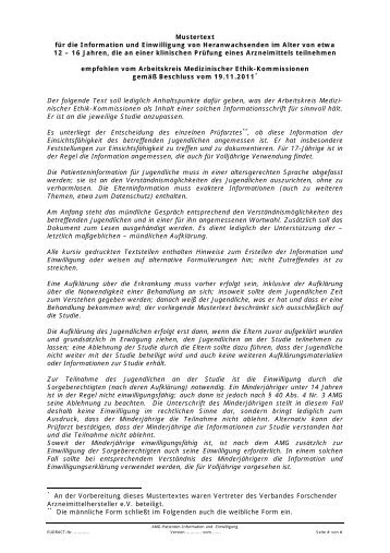 Mustertext: Patienteninformation und -einwilligung für ...