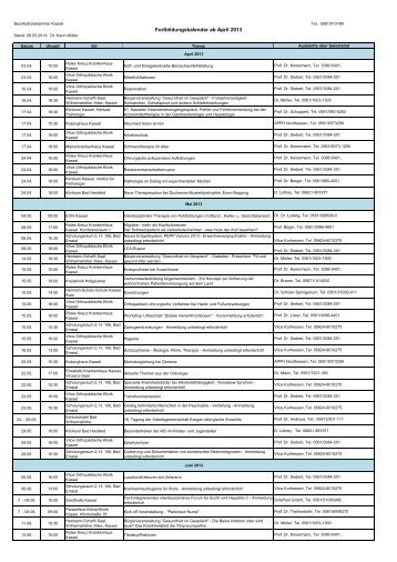 Fortbildungskalender der Bezirksärztekammer Kassel