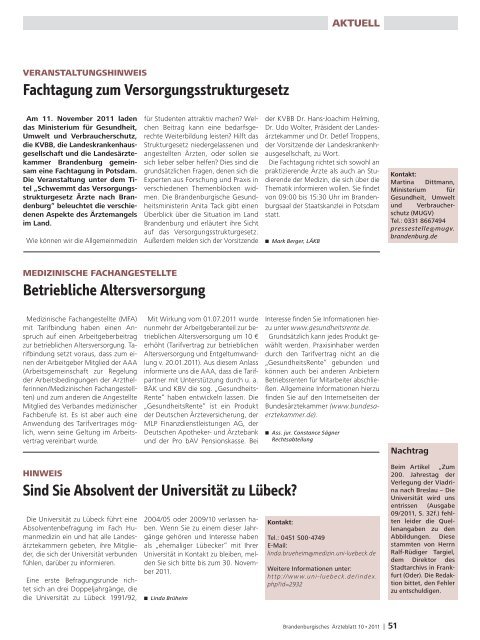 Ausgabe 10/2011 - Landesärztekammer Brandenburg