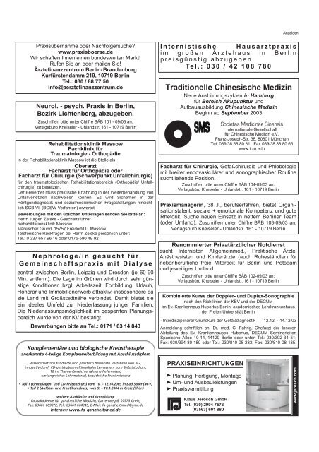 Brandenburgisches Ärzteblatt Ausgabe 09/2003