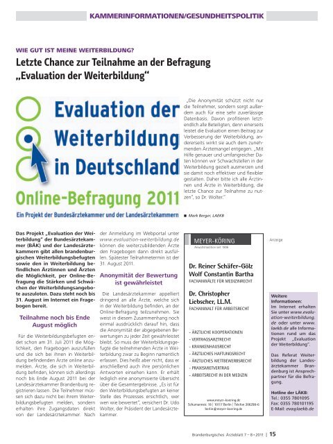 Ausgabe 07-08/2011 (PDF, 8364 kByte) - Landesärztekammer ...