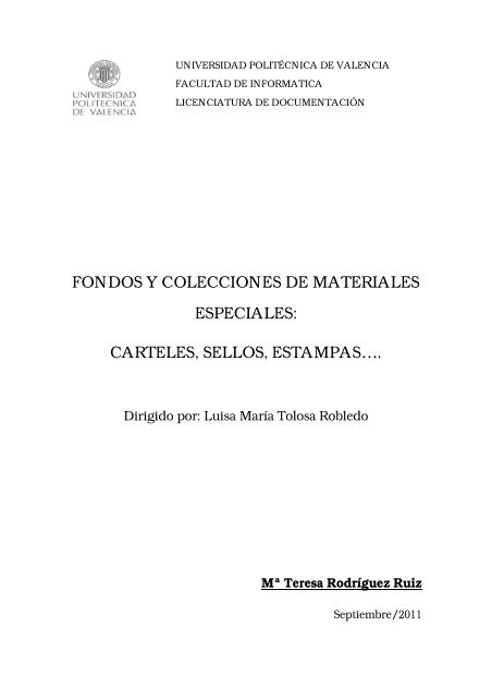 fondos y colecciones de materiales especiales - RiuNet ...