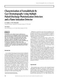 Characterization of Formaldehyde By Gas Chromatography Using ...