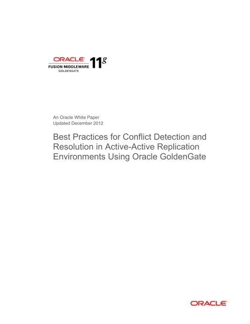 Best Practices For Conflict Detection And Resolution In ... - Oracle