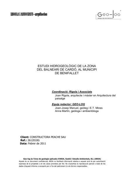 2602010G_Hidrogeologic Cardo - Ajuntament de Benifallet