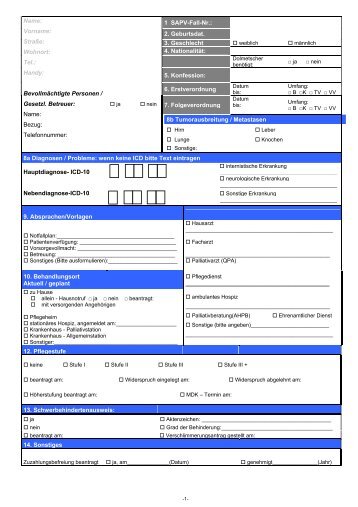 SAPV-Dokumentation zum Eingangsassessment