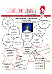 Clown-âWorkshop mit Eric de Bont Ãbernachtung â¬ 45,-â-â pro Nacht