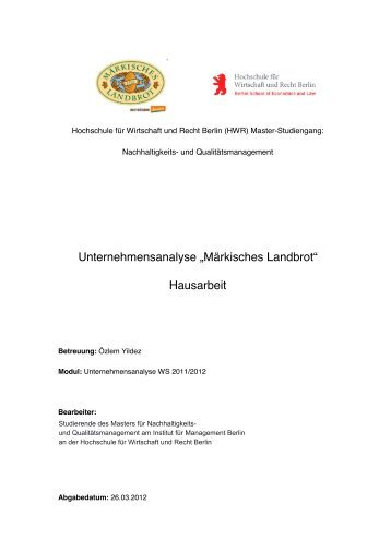 Hausarbeit_Unternehmensanalyse maerk_landbrot - Märkisches ...
