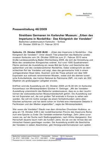 Pressemitteilung 46/2009 Streitbare Germanen im Karlsruher Museum