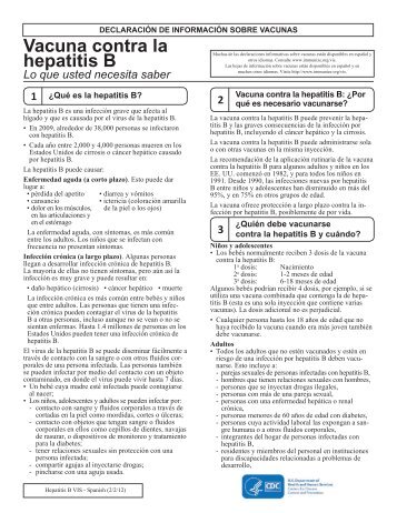 VIS Hepatitis B - Spanish - Immunization Action Coalition